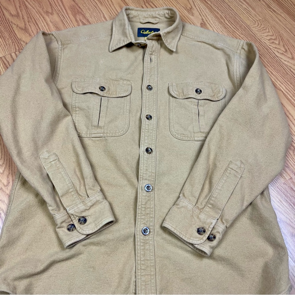 Cabela's Men’s Medium Regular Deerskin Soft Chamois Flannel Shirt Tan